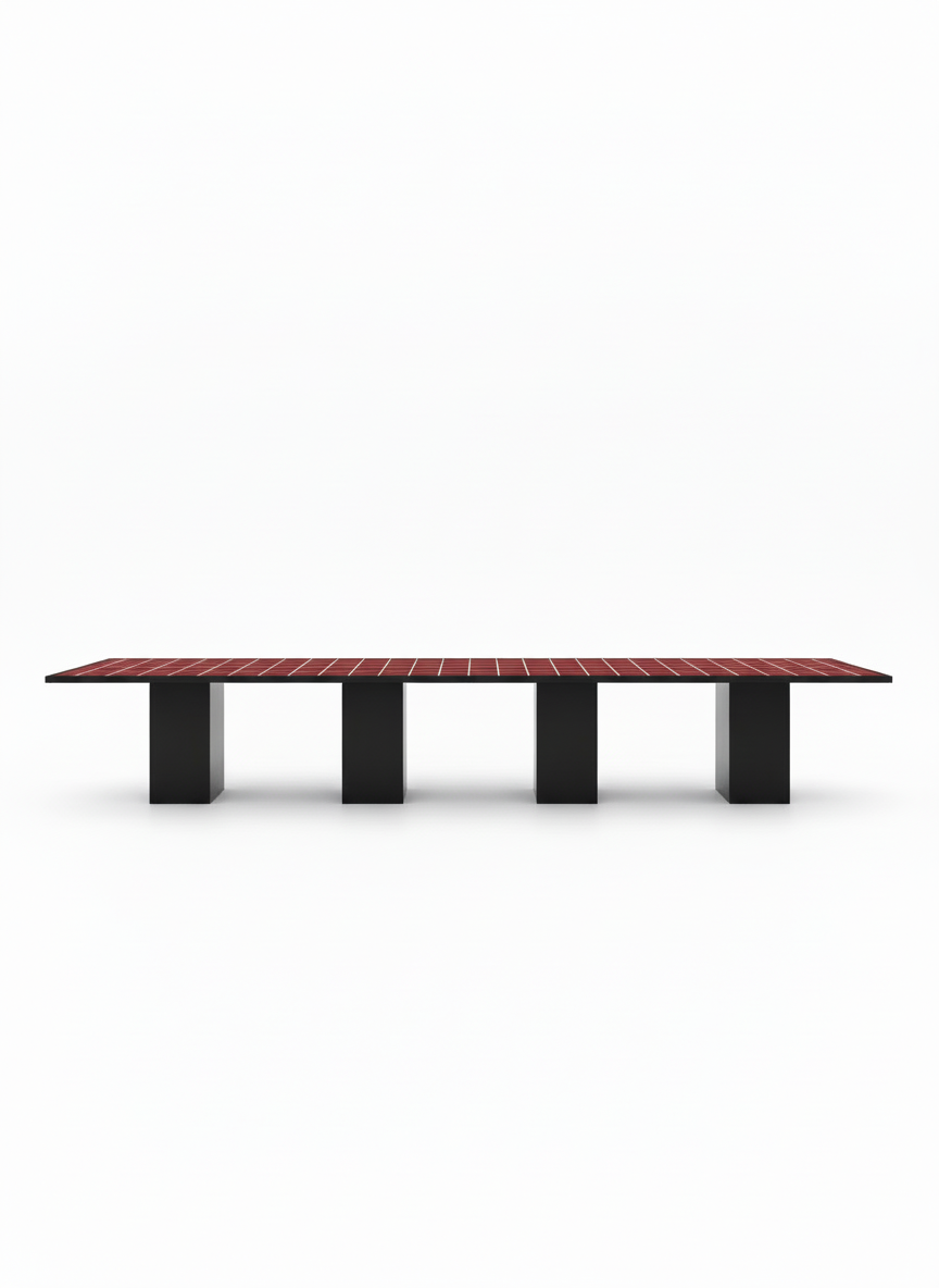 Tile Top 2 Piece Dining Table Modular - Red