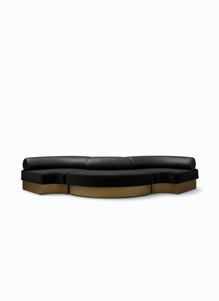 Bold S Shape Sofa Black Velvet Gold Base