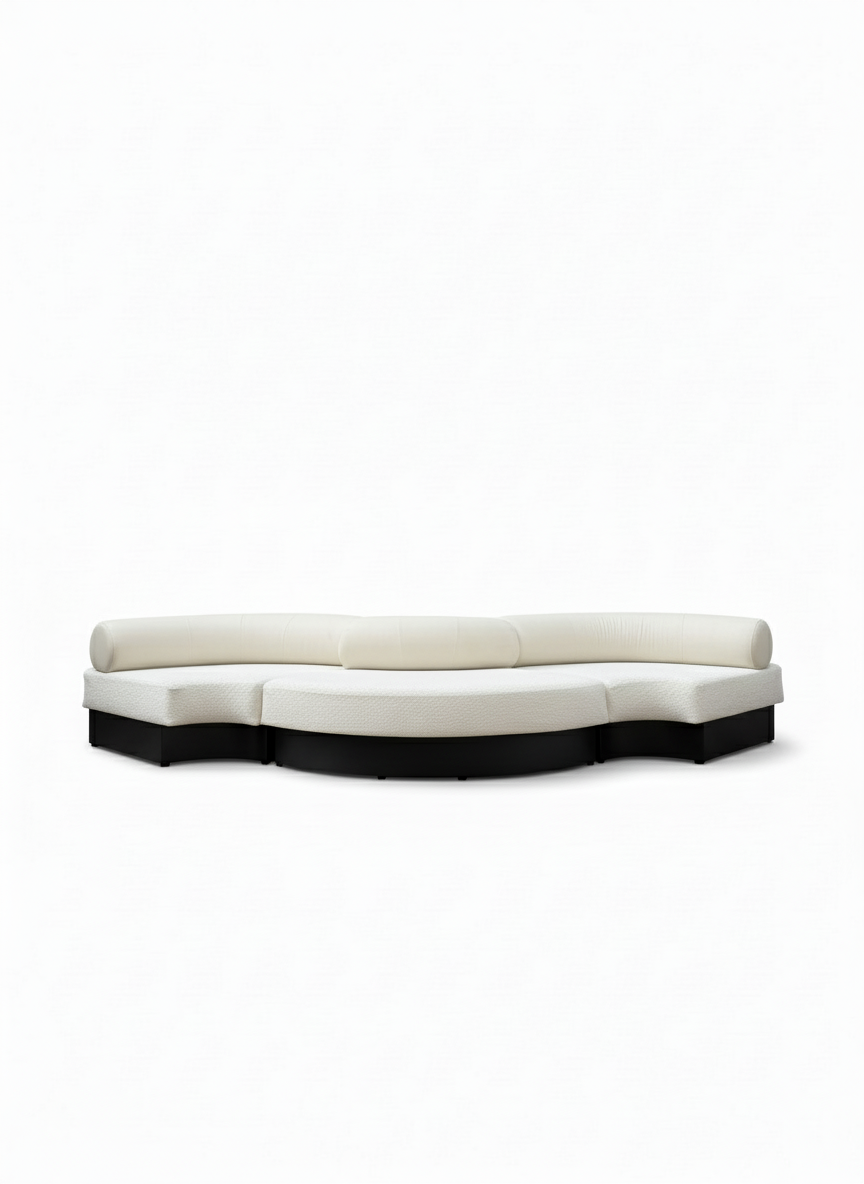Bold S Shape Sofa White Boucle Black Base
