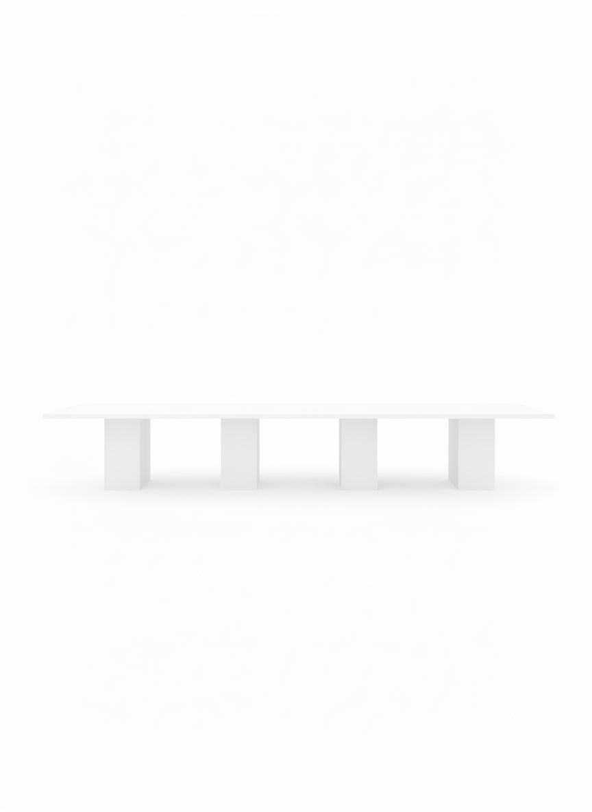 White Boxed Dining Table - 2 Piece